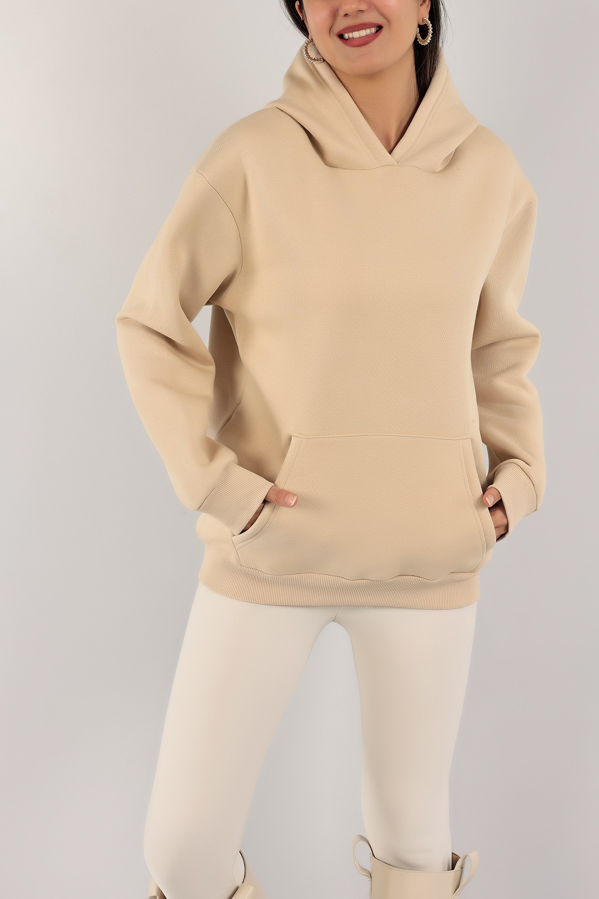 Bej Şardonlu Bayan Sweat 136523