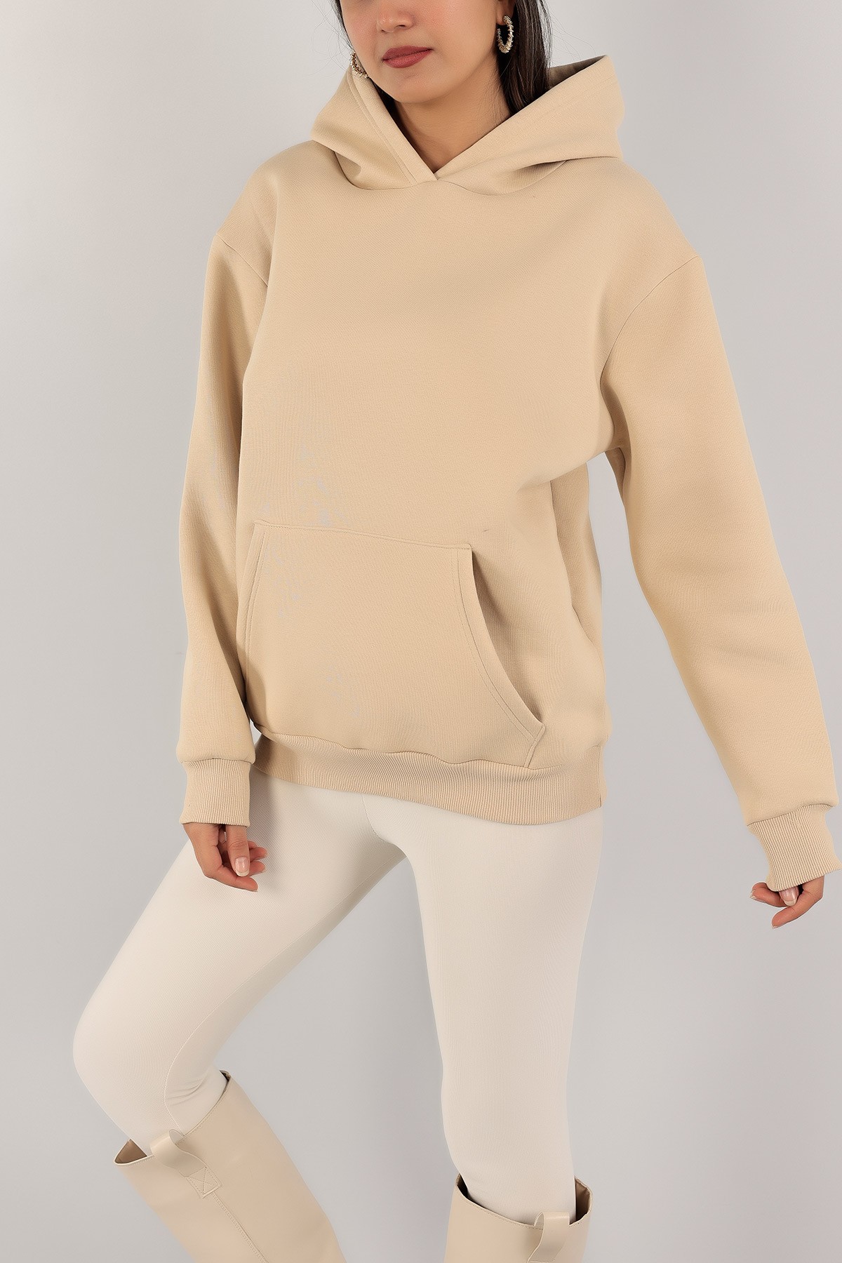 Bej Şardonlu Bayan Sweat 136523