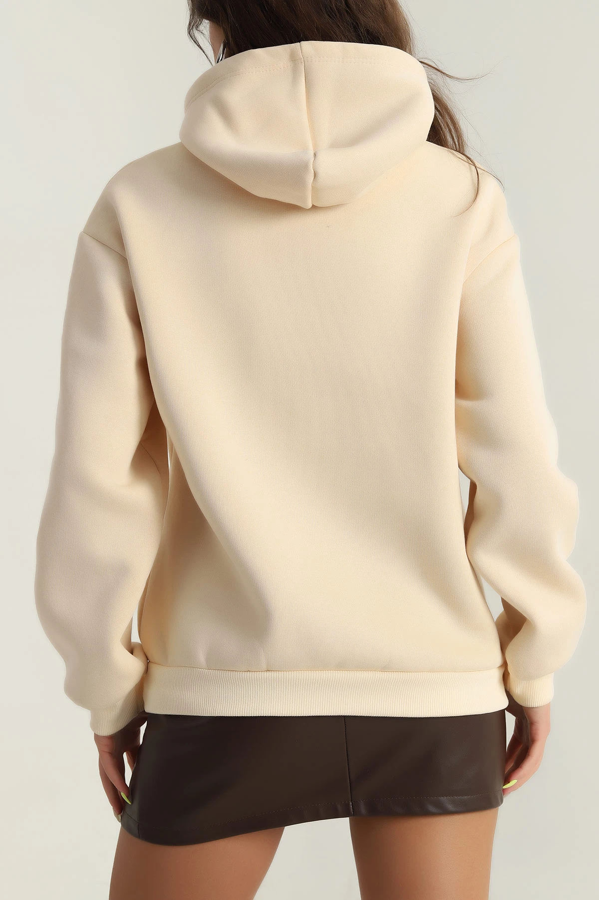 Bej Şardonlu Nakışlı Üç İp Kadın Sweat 394809