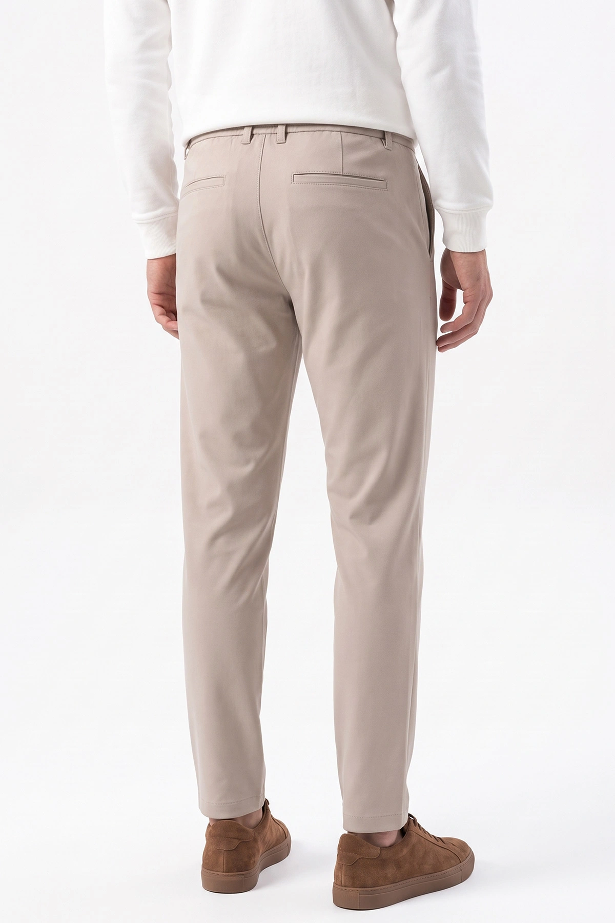 Bej Slim Fit Belden Bağlamalı Erkek Pantolon 493278