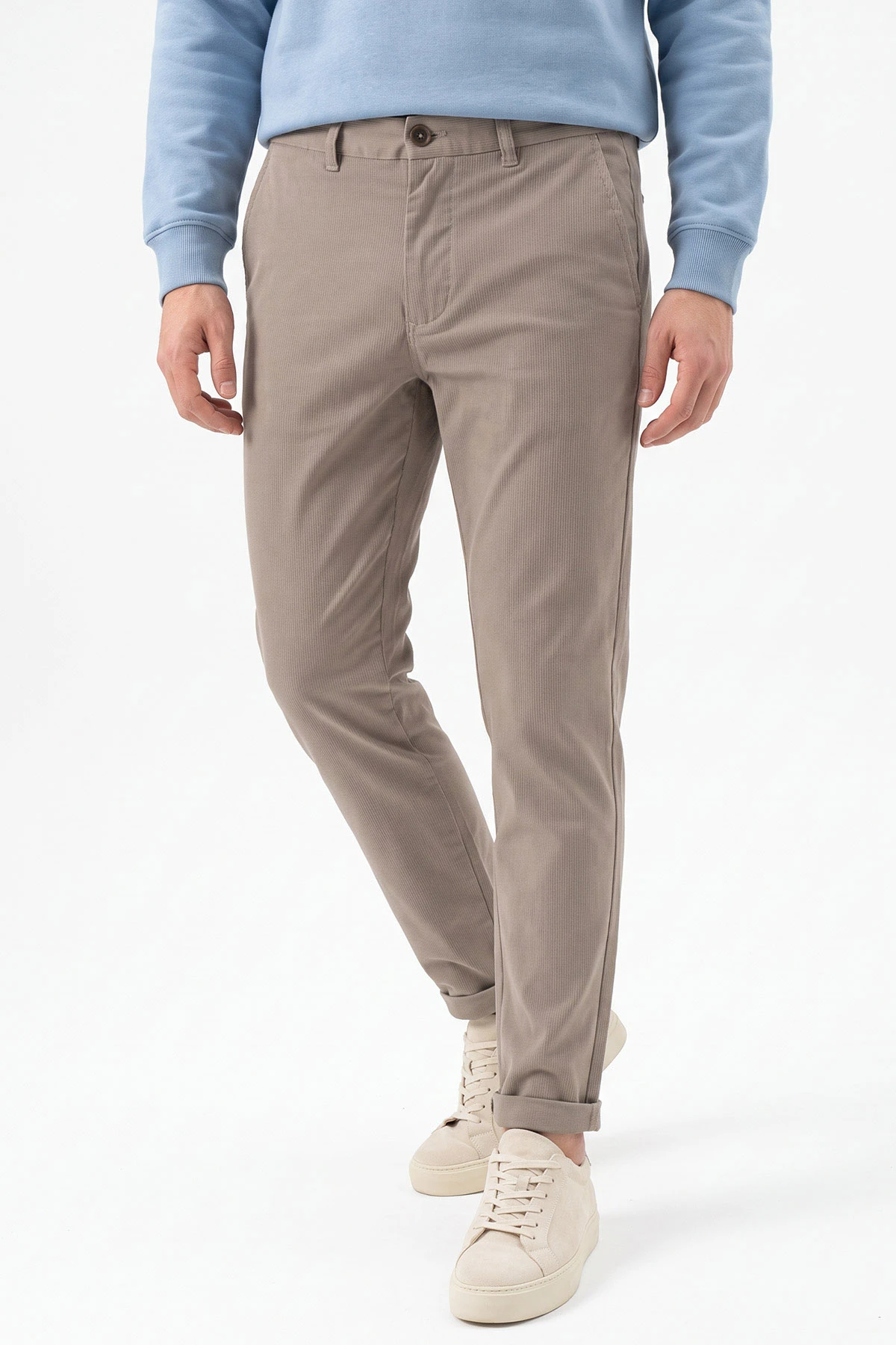 Bej Slim Fit Duble Paça Erkek Pantolon 493250