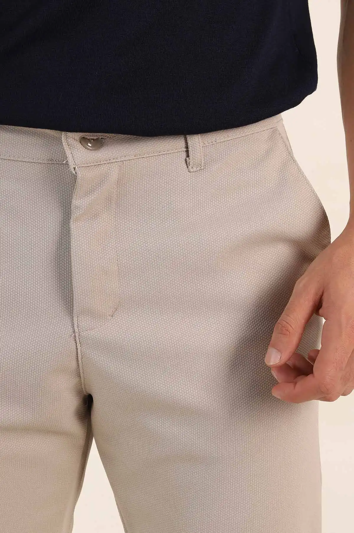 Bej Slim Fit Örme Kumaş Erkek Pantolon 391308