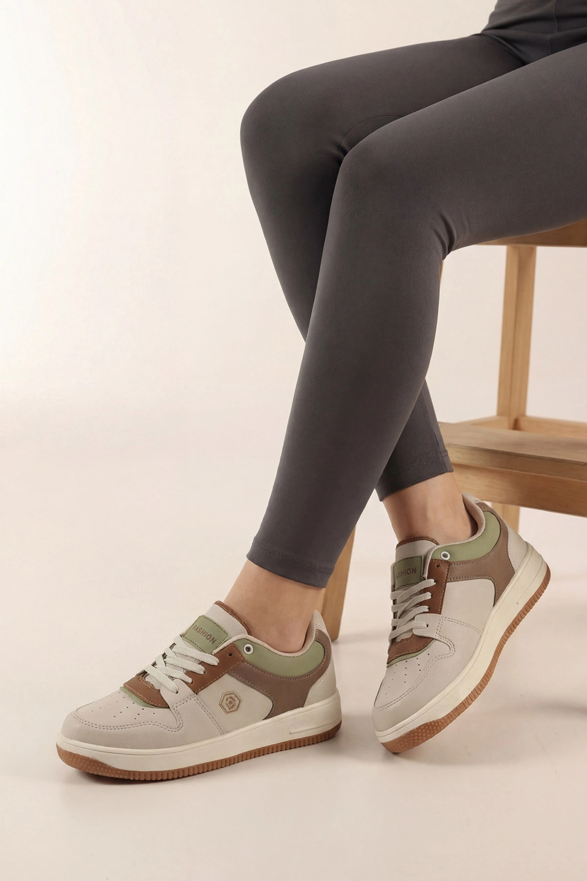 Bej Taba Bağcıklı Kadın Spor Ayakkabı 439290