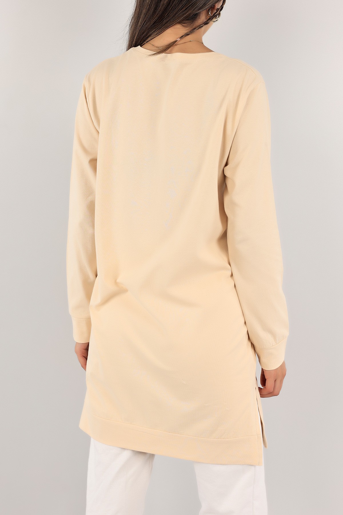 Bej Yanı Yırtmaçlı Süprem Tunik 122368