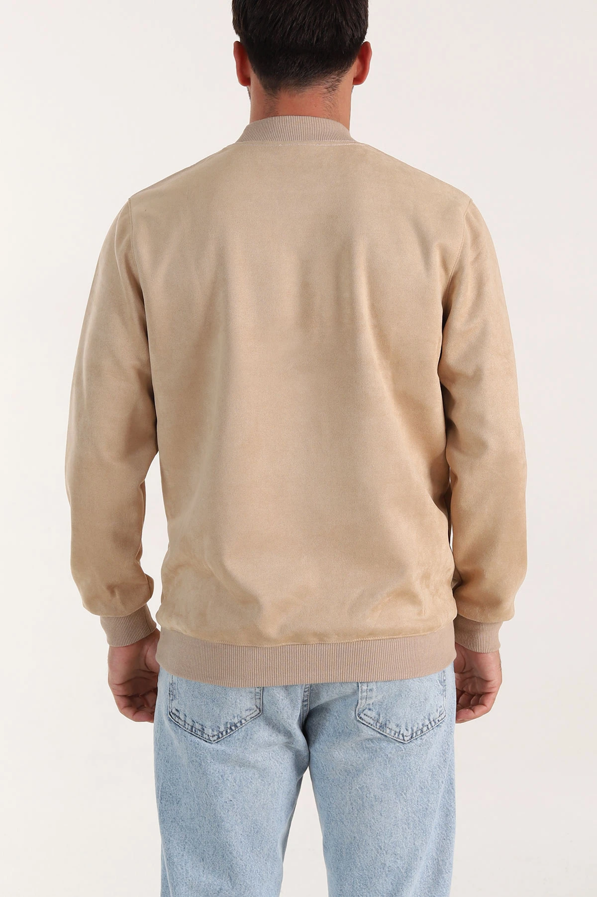 Bej Yazı Detaylı Bisiklet Yaka Erkek Sweatshirt 396975