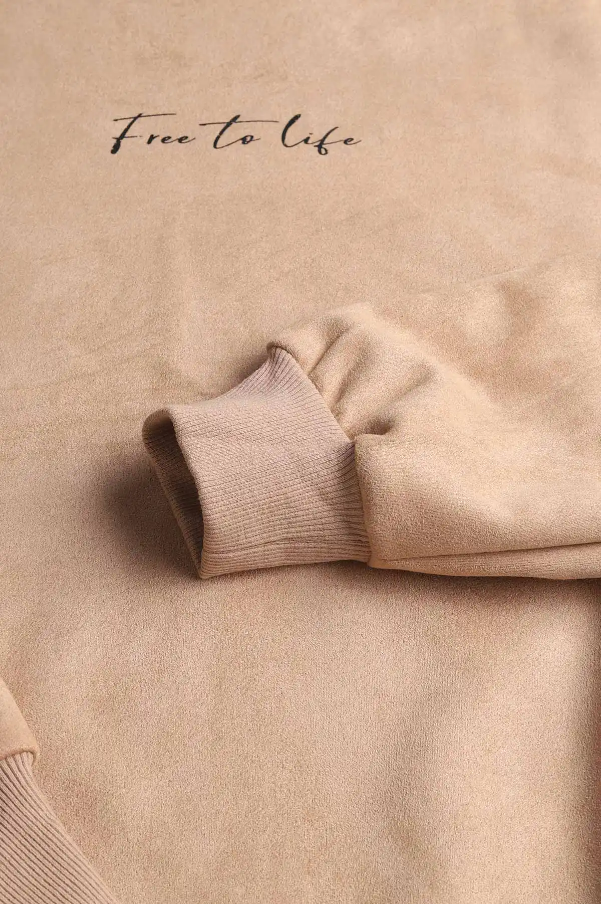 Bej Yazı Detaylı Bisiklet Yaka Erkek Sweatshirt 396975