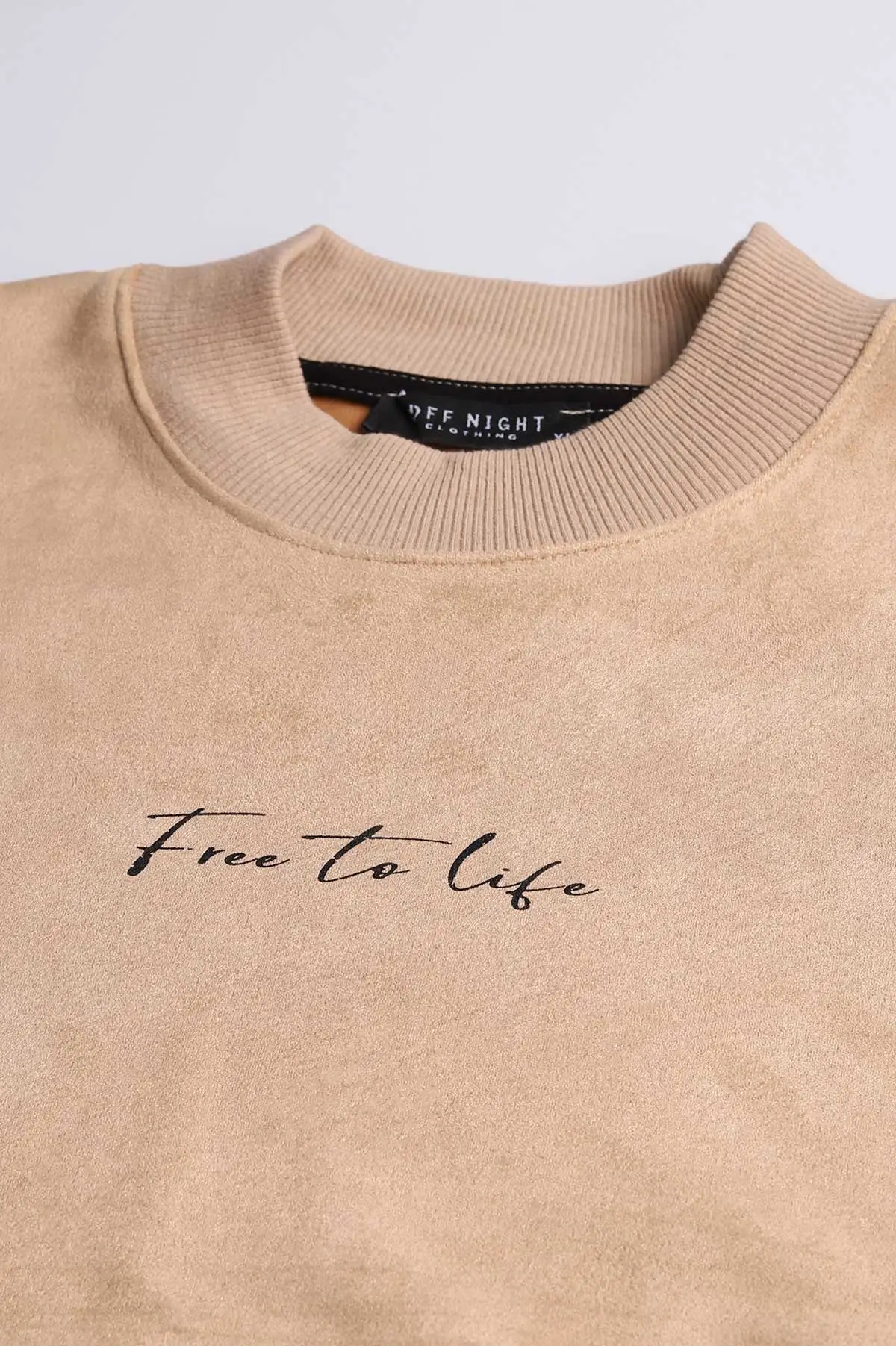 Bej Yazı Detaylı Bisiklet Yaka Erkek Sweatshirt 396975