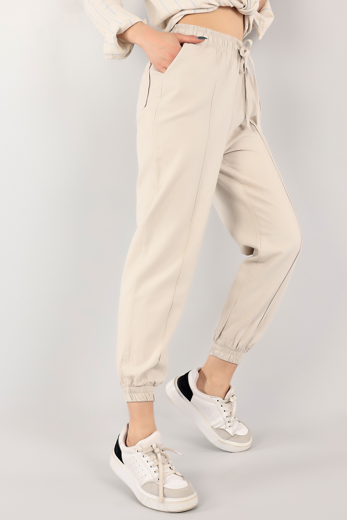 Bej Yazlık Gabardin Bayan Pantolon 110975