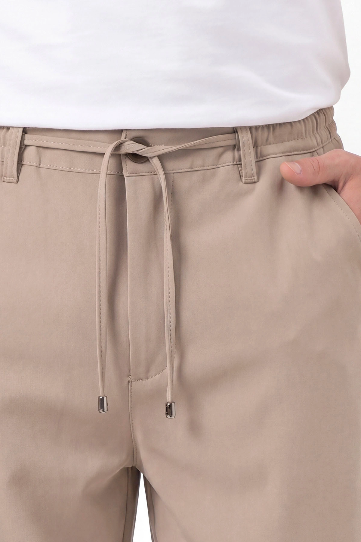 Bej Yeni Sezon Baggy Belden Bağlamalı Erkek Pantolon 459251