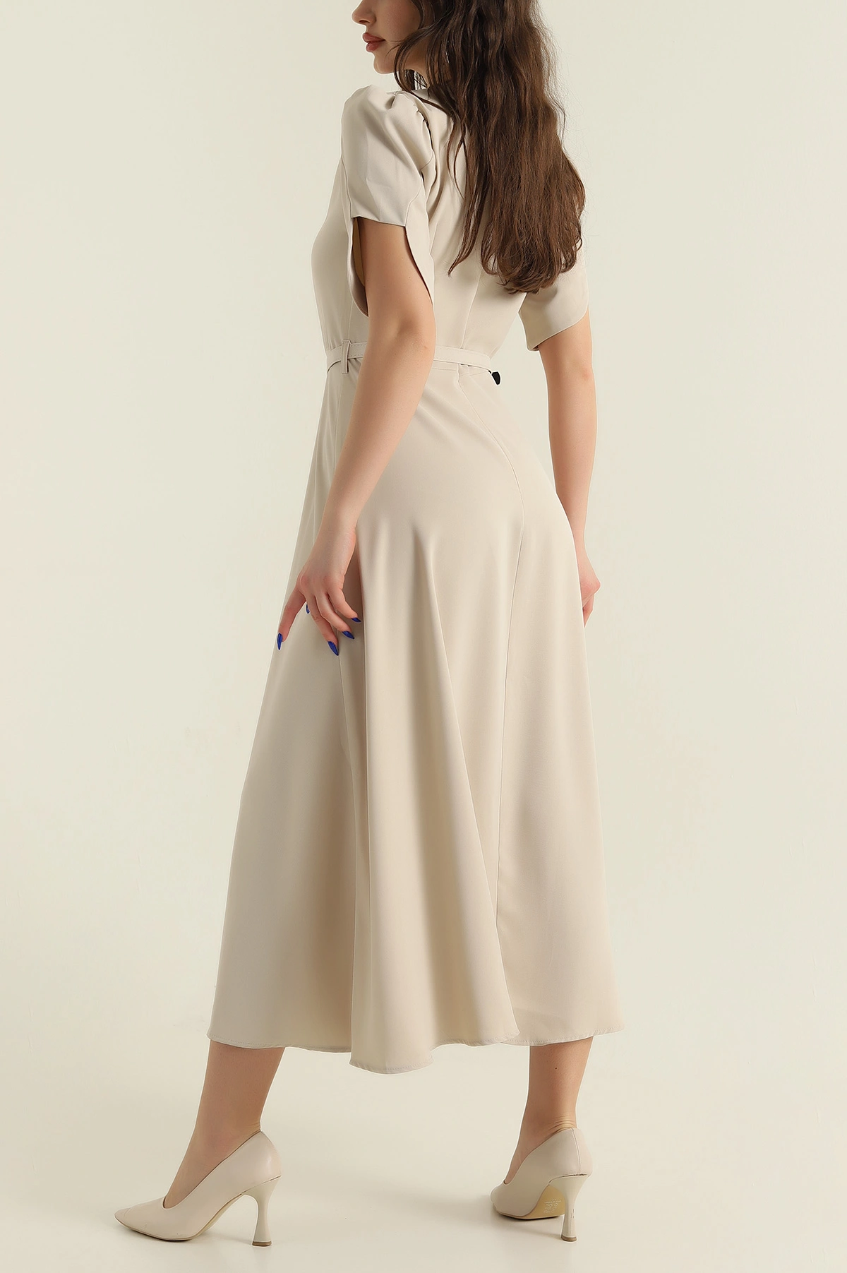 Bej Yeni Sezon Twill Kadın Elbise 425141