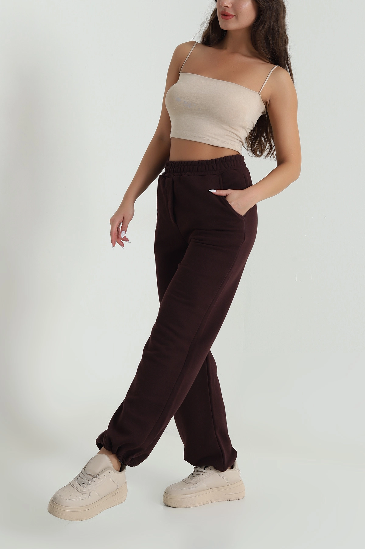 Bel ve Paça Lastikli Üç İp Kadın Pantolon 484563