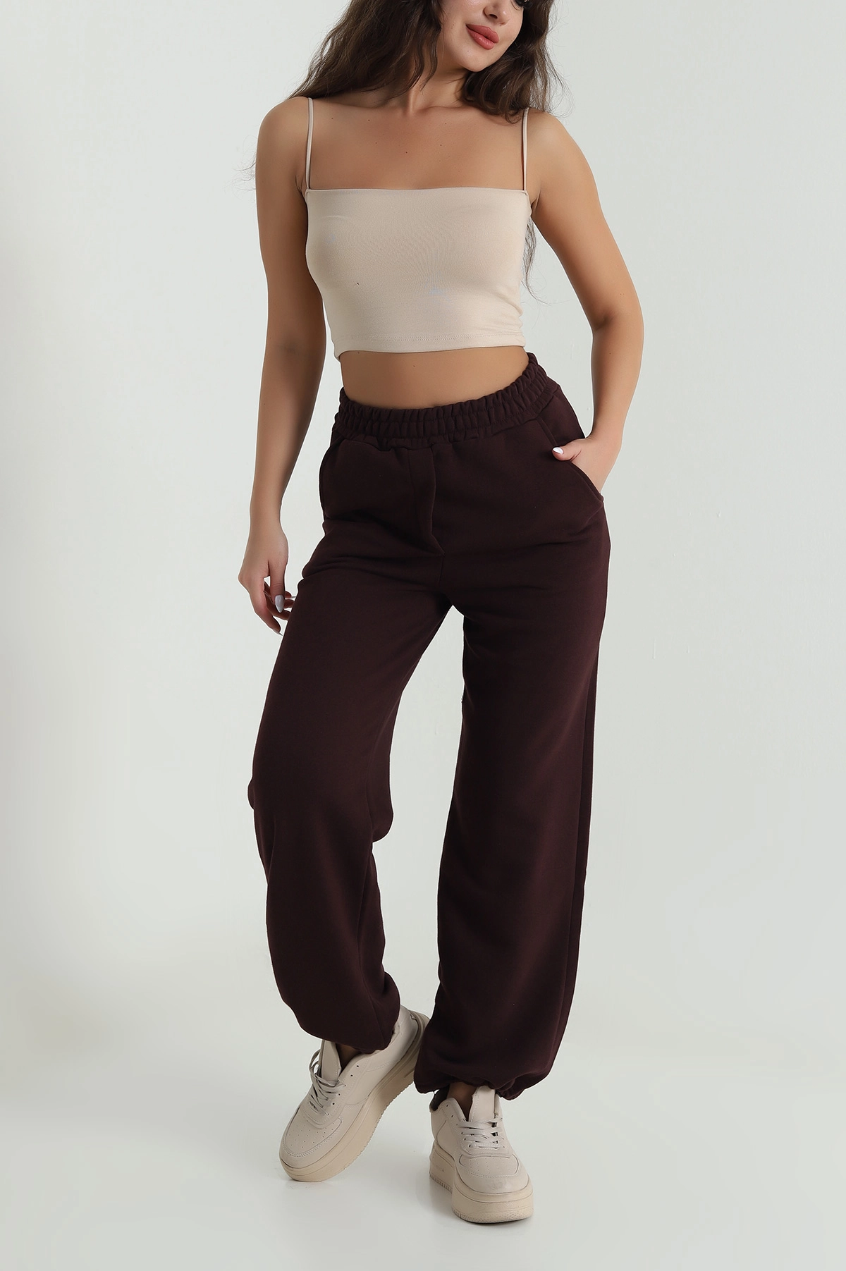 Bel ve Paça Lastikli Üç İp Kadın Pantolon 484563