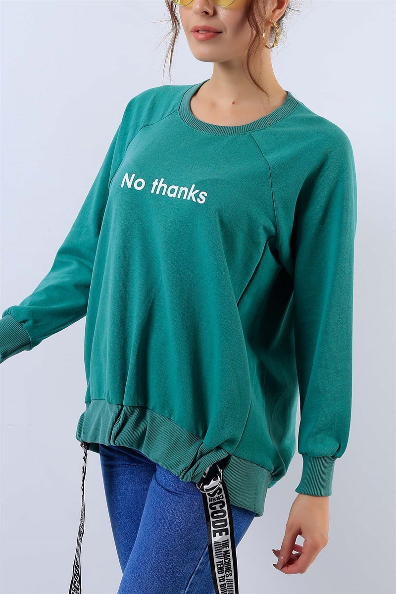 Belden Bağlamalı Yeşil Bayan Sweat 17558B