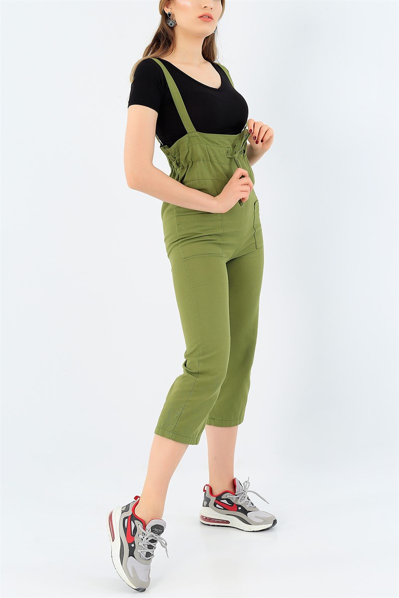 Belden Bağlamalı Yeşil Gabardin Salopet 35781