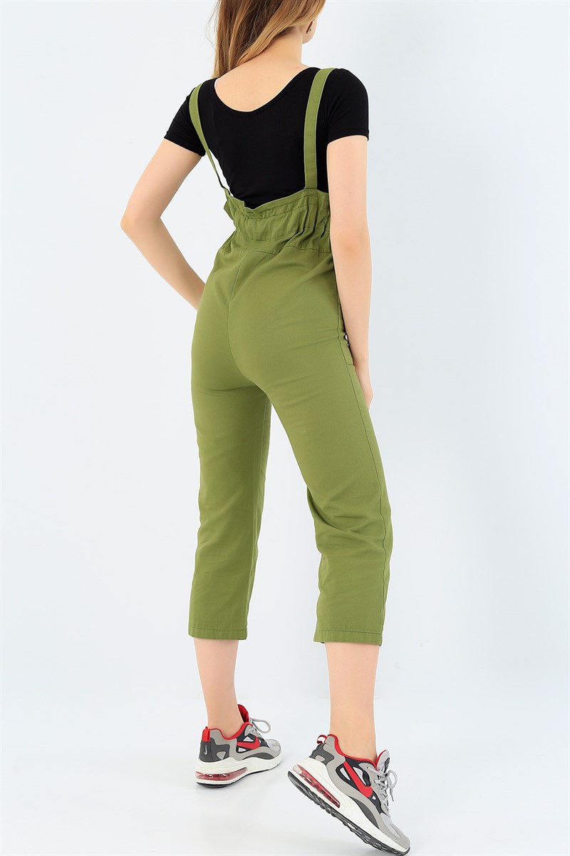 Belden Bağlamalı Yeşil Gabardin Salopet 35781