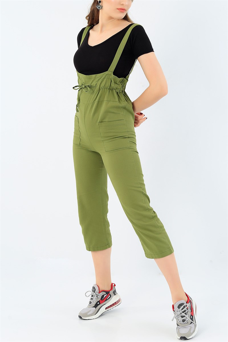 Belden Bağlamalı Yeşil Gabardin Salopet 35781