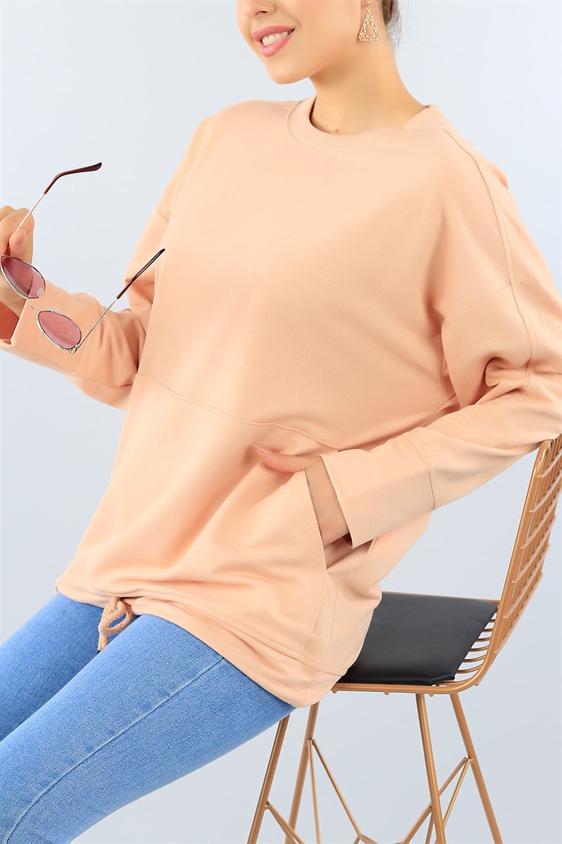 Belden Sıkmalı Pudra Bayan Sweat 38667