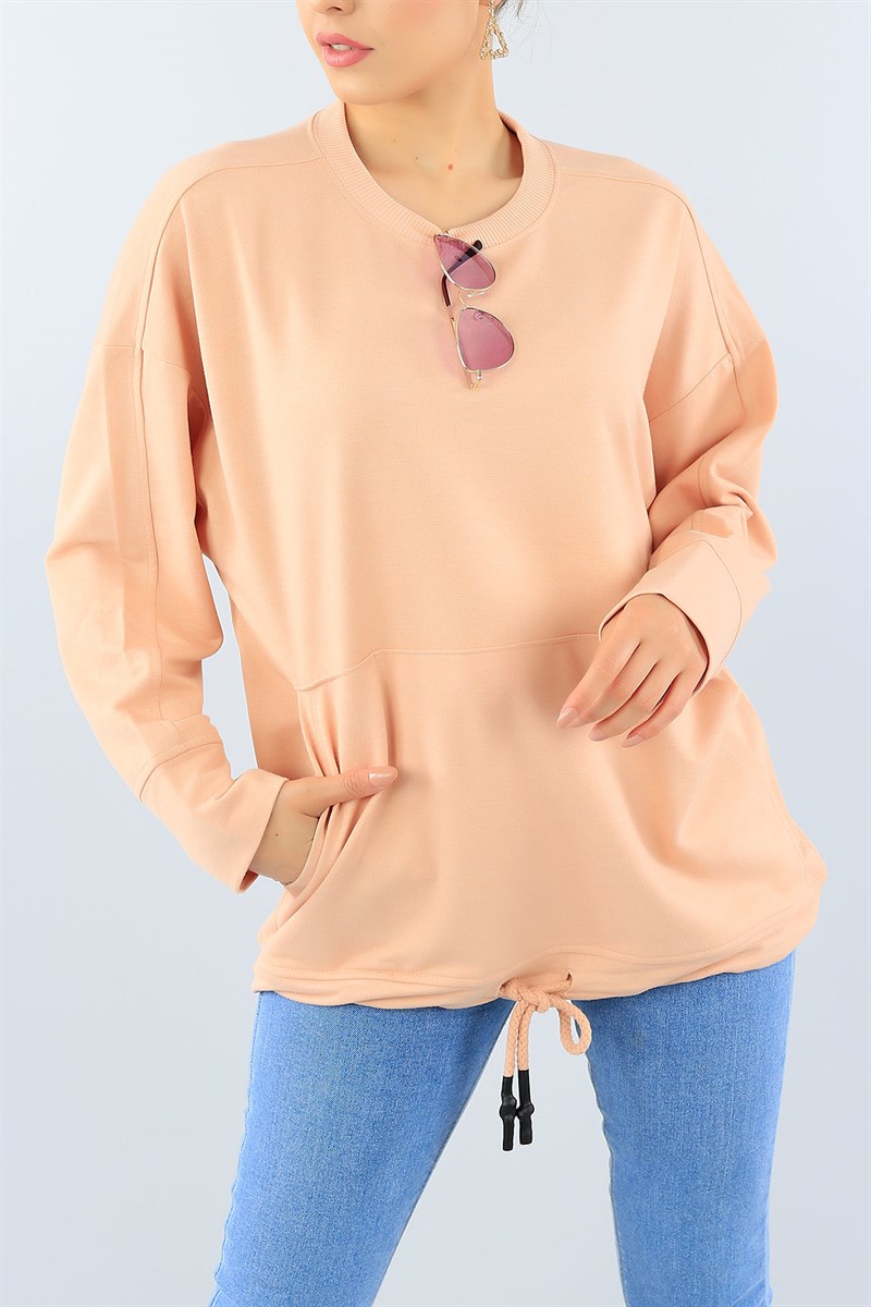 Belden Sıkmalı Pudra Bayan Sweat 38667