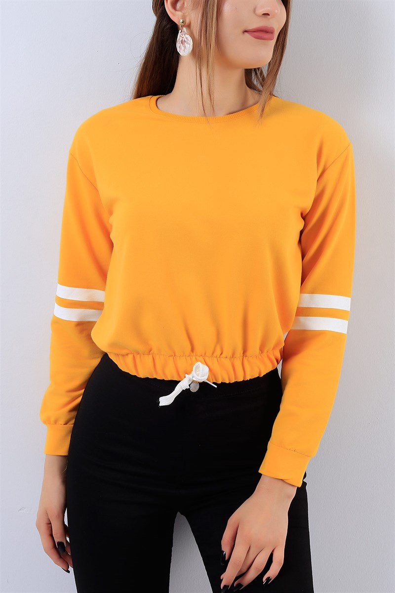 Beli Bağlamalı Hardal Bayan Sweat 17647B