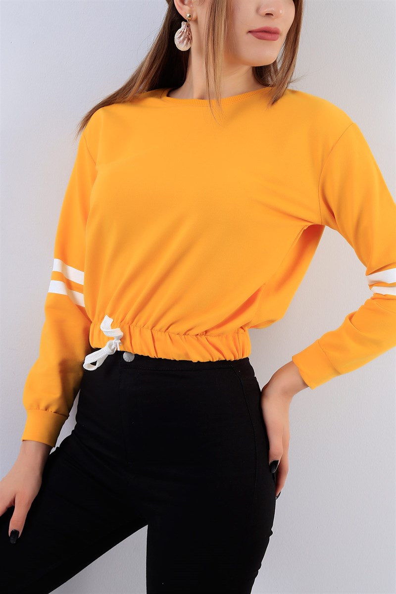 Beli Bağlamalı Hardal Bayan Sweat 17647B