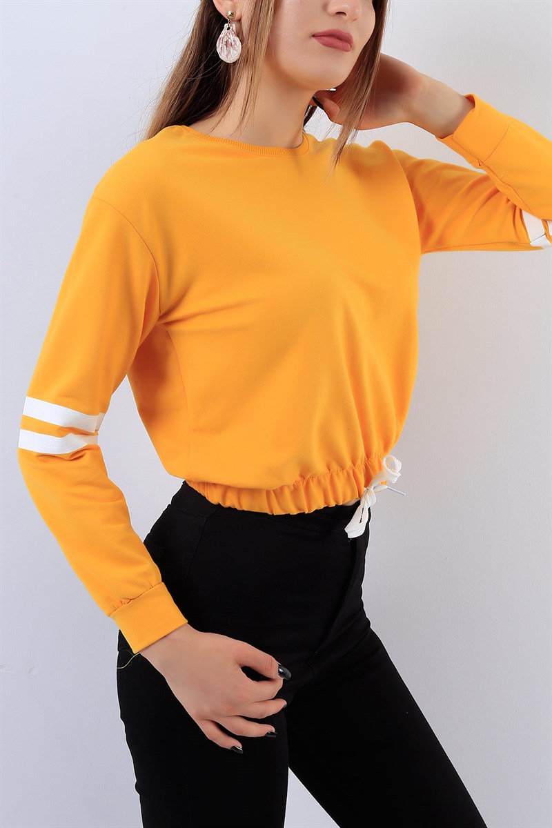 Beli Bağlamalı Hardal Bayan Sweat 17647B