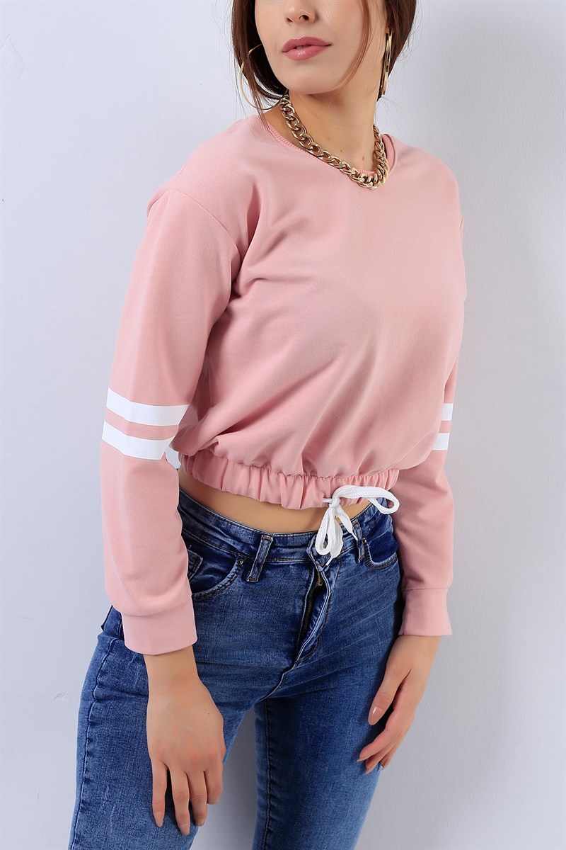 Beli Bağlamalı Pudra Bayan Sweat 17648B