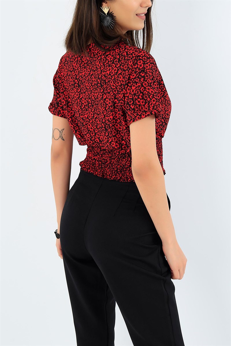 Beli Gipeli Çiçek Desenli Bluz 35512