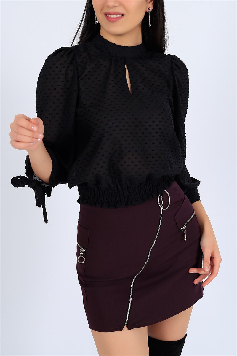 Beli Gipeli Siyah Bluz 25995B