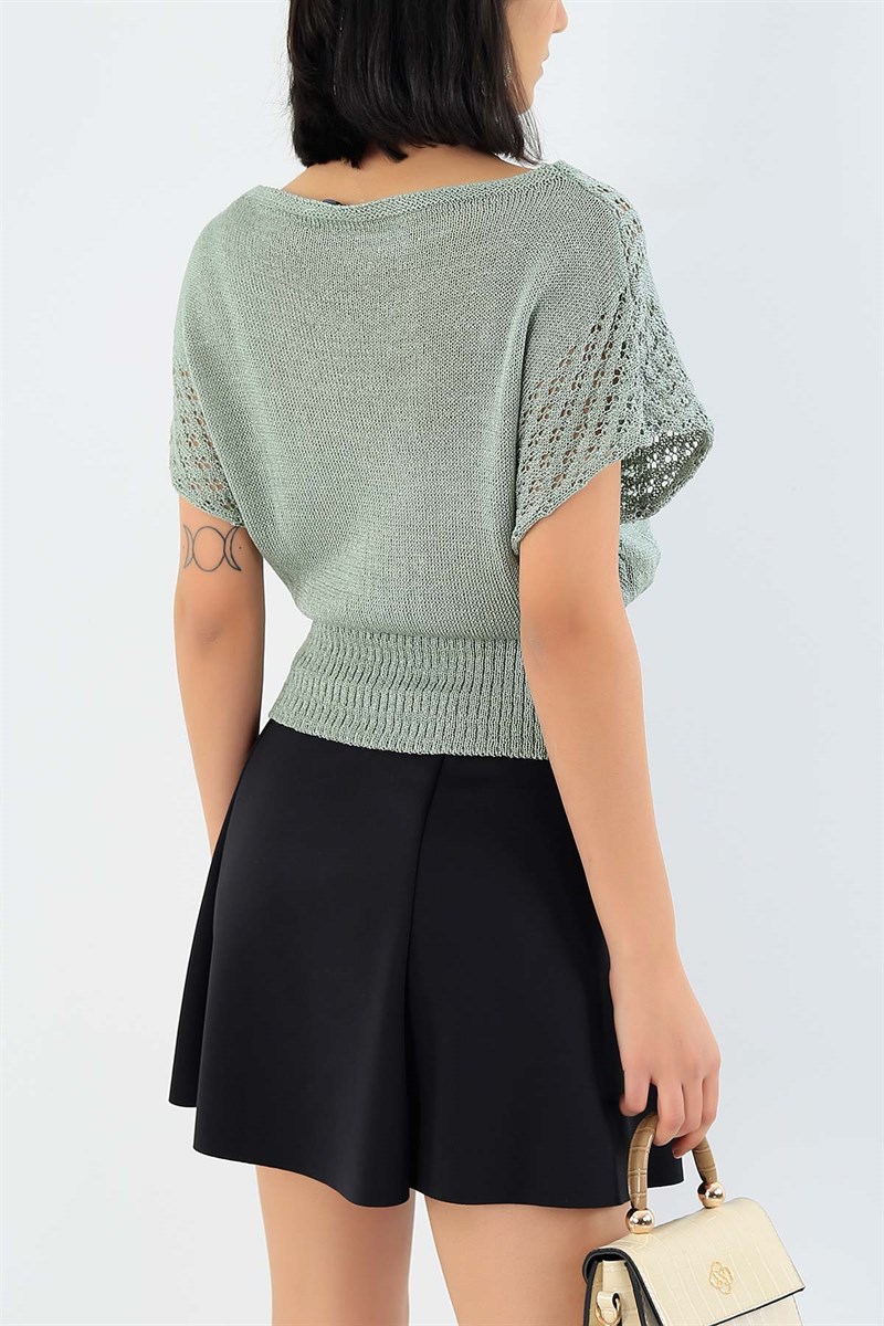 Beli Gipeli Su Yeşili Triko Bluz 28865B