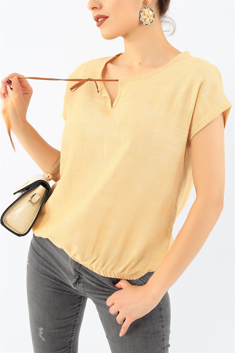 Beli Lastikli Keten Bluz 36855