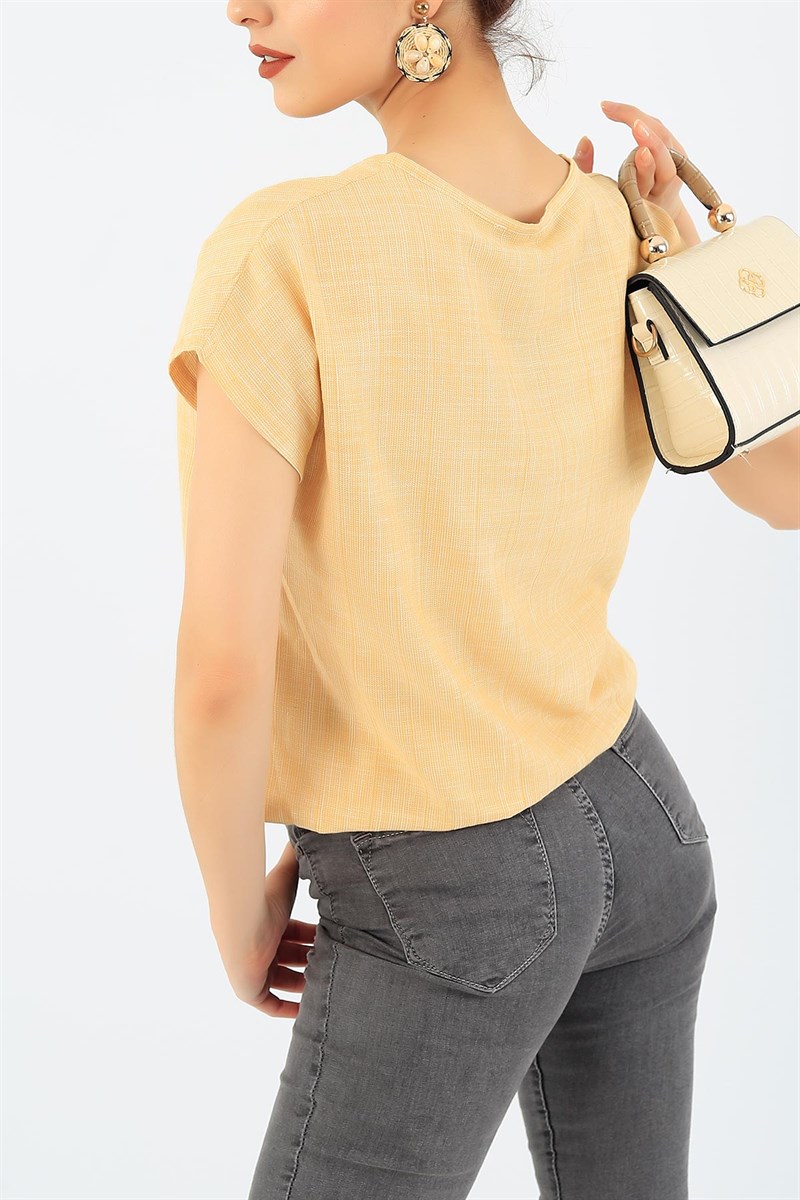 Beli Lastikli Keten Bluz 36855
