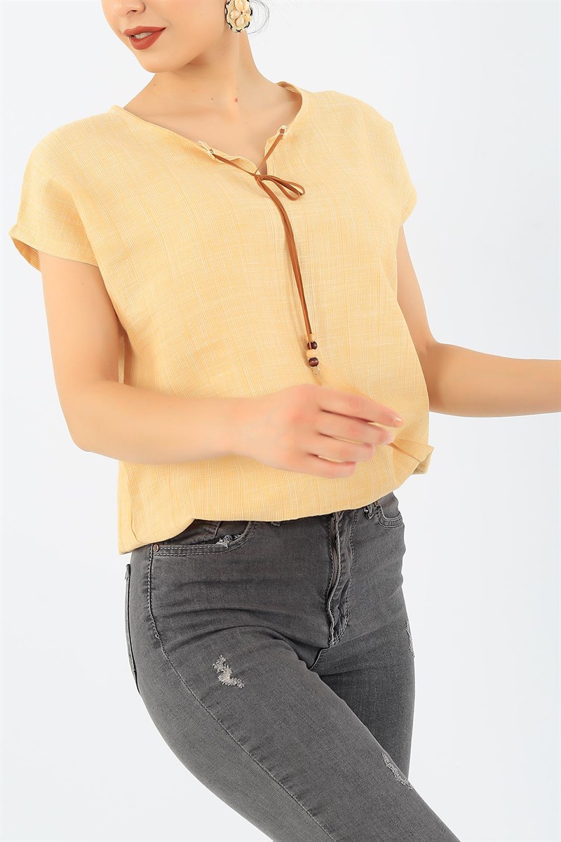 Beli Lastikli Keten Bluz 36855