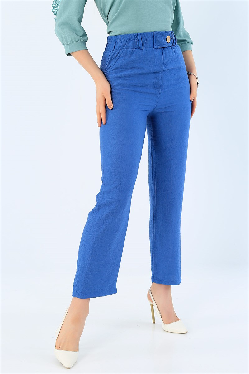 Beli Lastikli Mavi Bayan Pantolon 33965