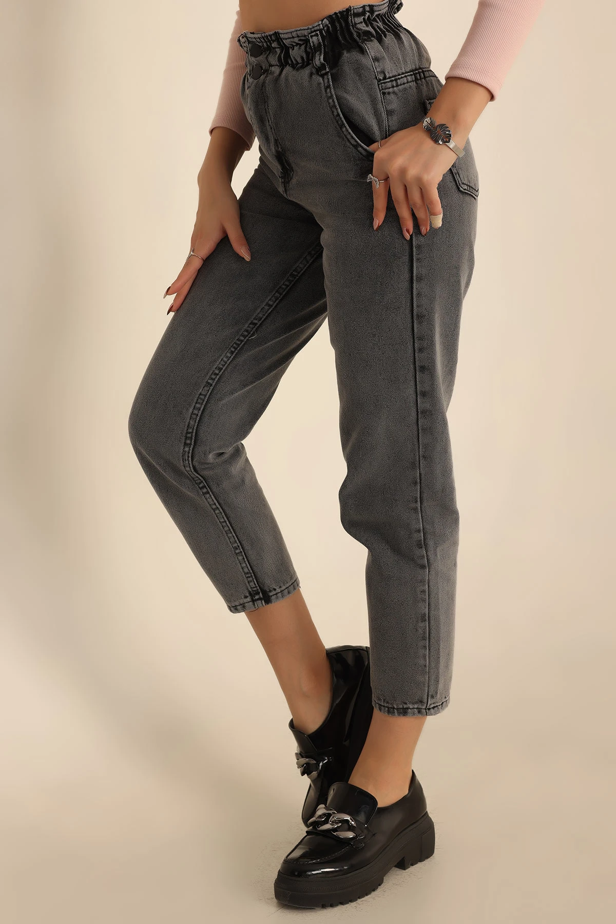 Beli Lastikli Mom Bayan Kot Pantolon 227098