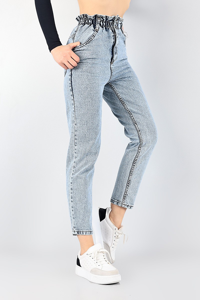 Beli Lastikli Mom Bayan Kot Pantolon 88609