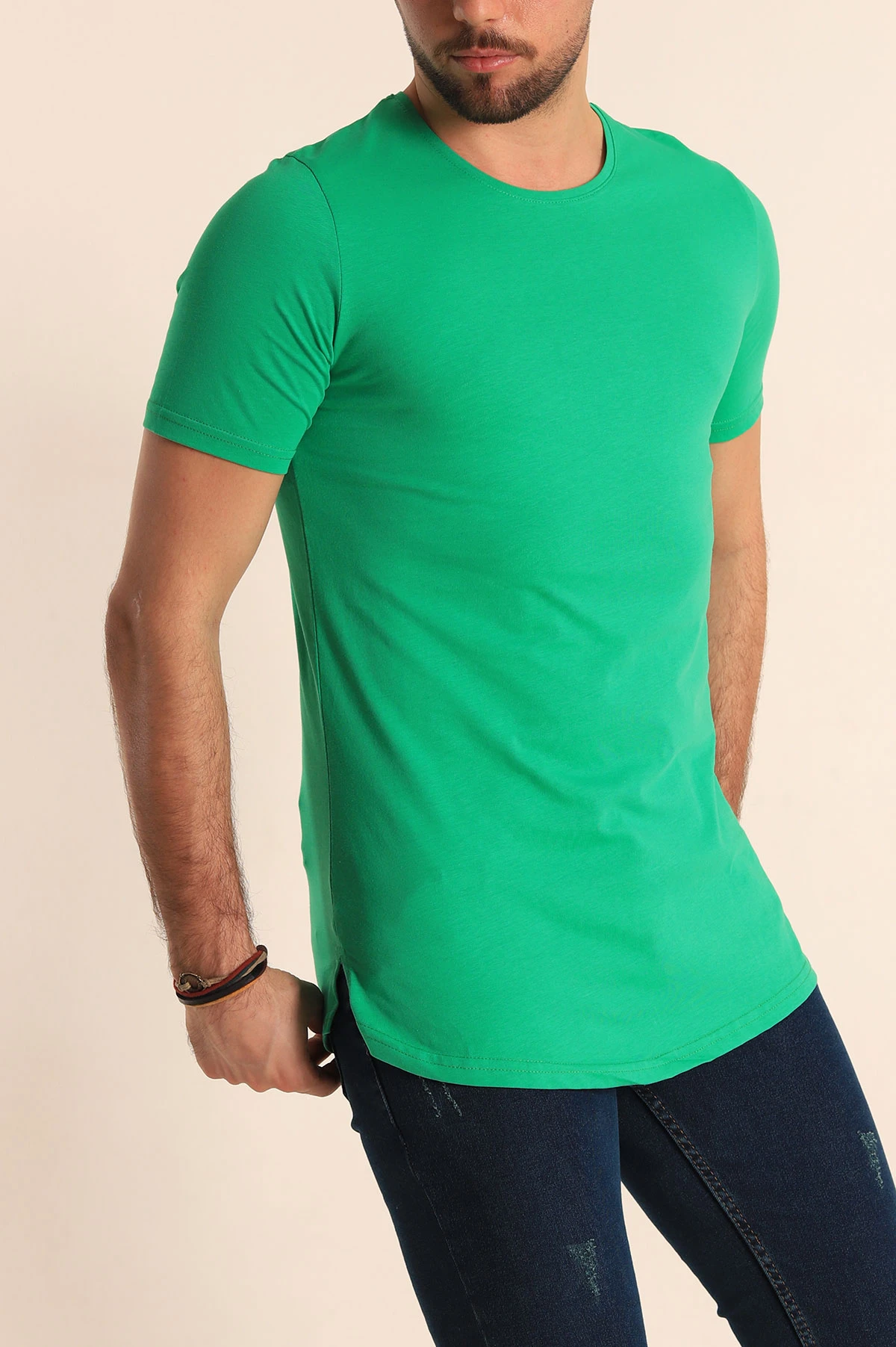 Benetton Yeşili Sırt Dikişli Erkek Tişört 188045