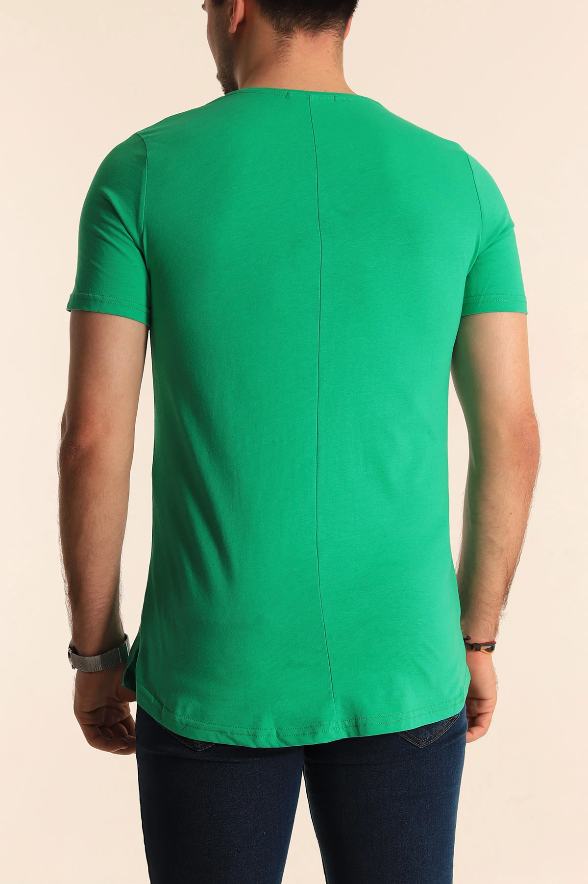 Benetton Yeşili Sırt Dikişli Erkek Tişört 188045