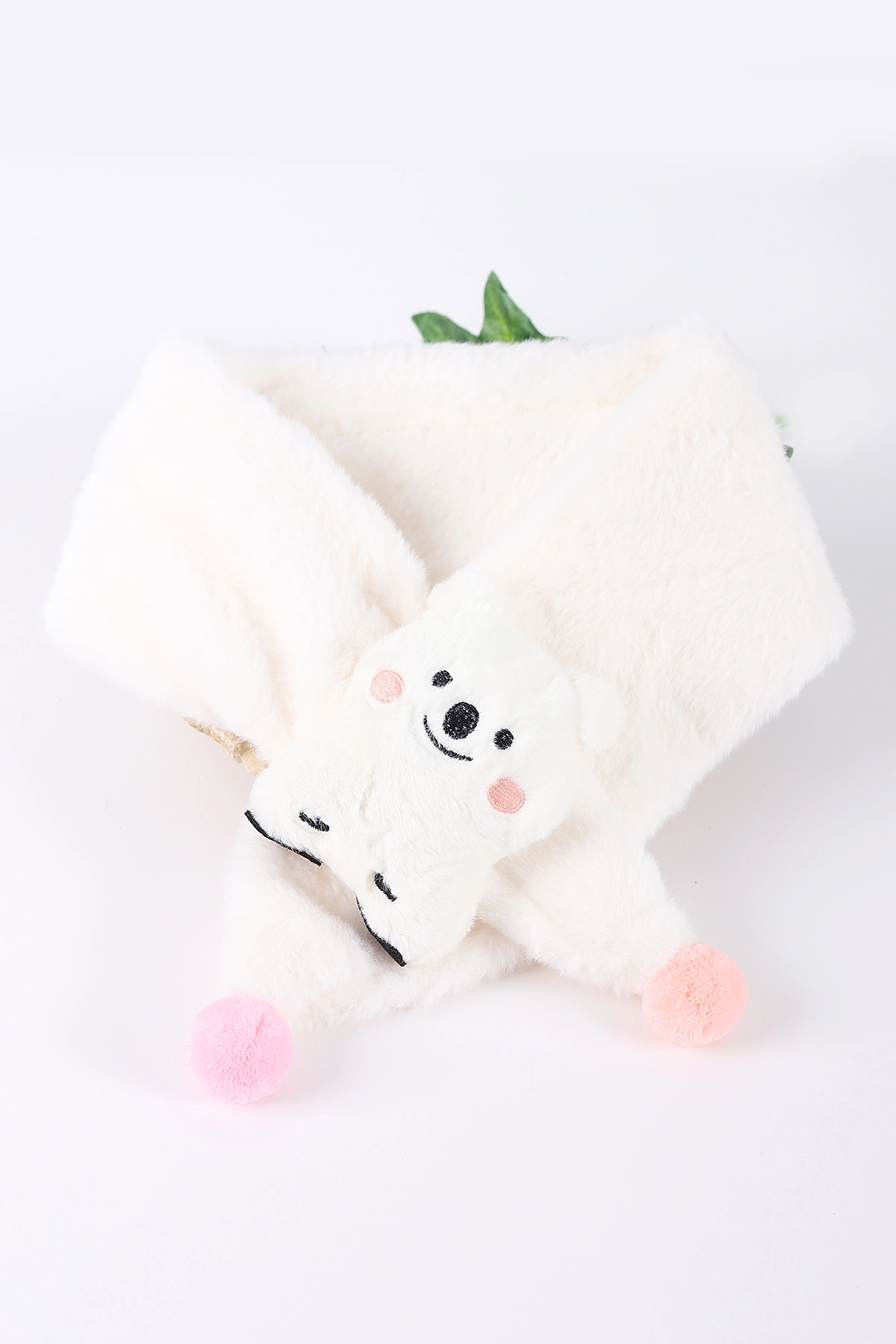 Beyaz (0-10 Yaş)   Ayıcık Nakışlı  Ponponlu Peluş Bebek&Çocuk Atkı&Aksesuar 410975