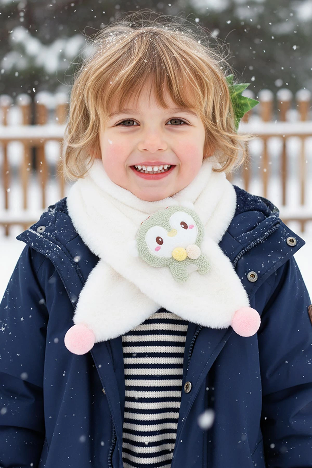 Beyaz (0-10 Yaş) Ponponlu  Nakışlı     Peluş Bebek&Çocuk Atkı&Aksesuar 410947