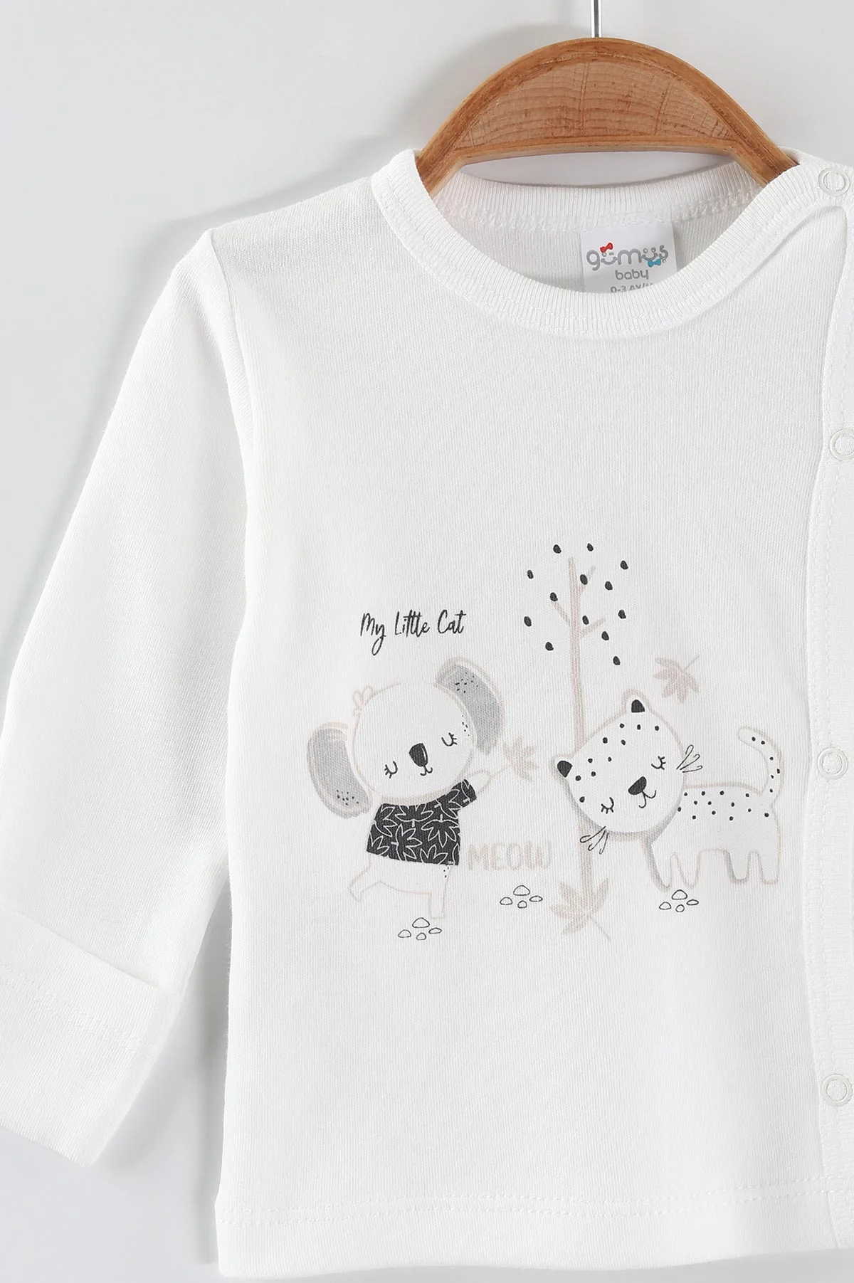 Beyaz (0-3 Ay) Koala  Baskılı   Patikli Unisex Bebek 3'lü Zıbın Takım 453781