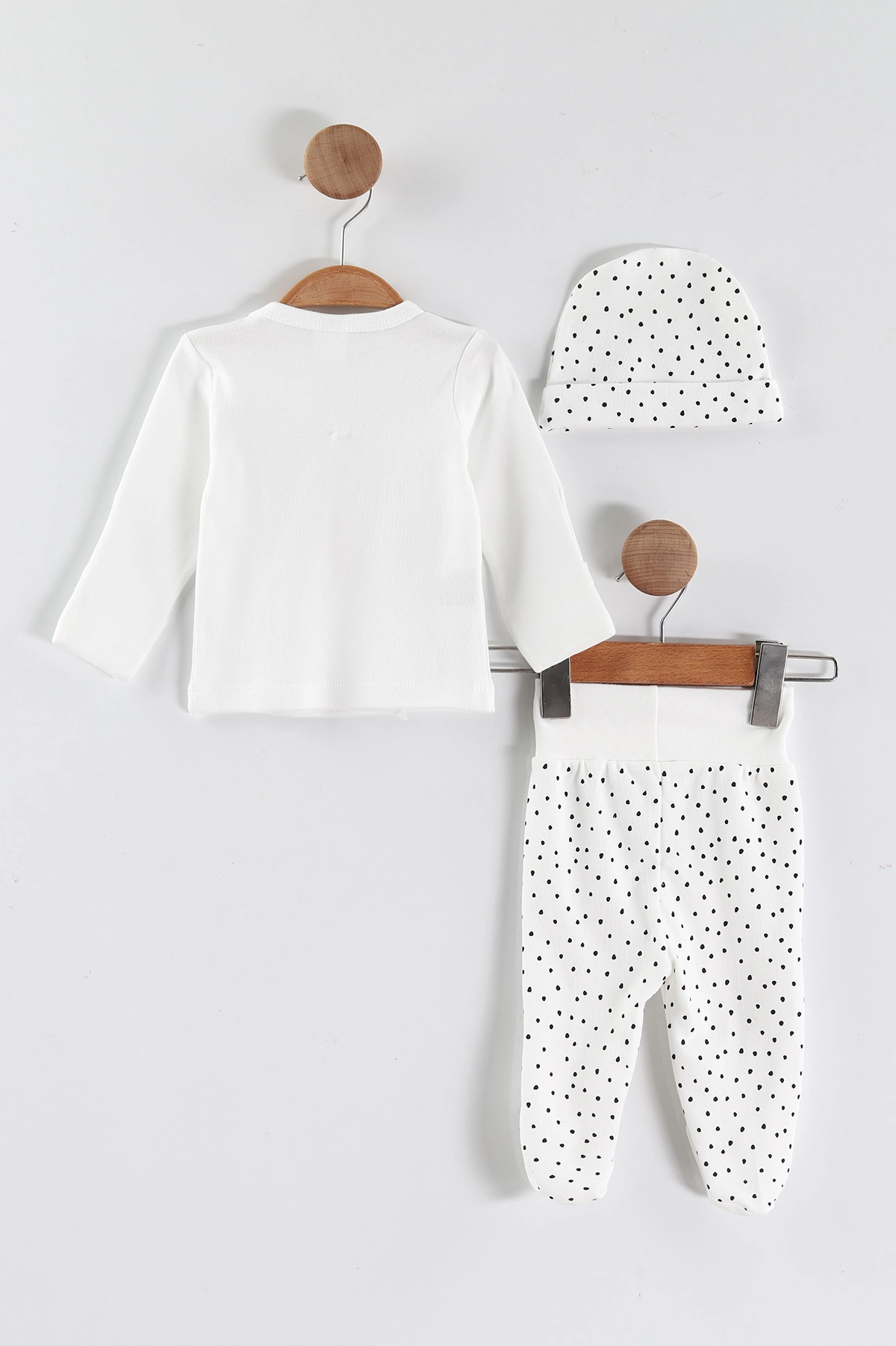 Beyaz (0-3 Ay) Koala  Baskılı   Patikli Unisex Bebek 3'lü Zıbın Takım 453781