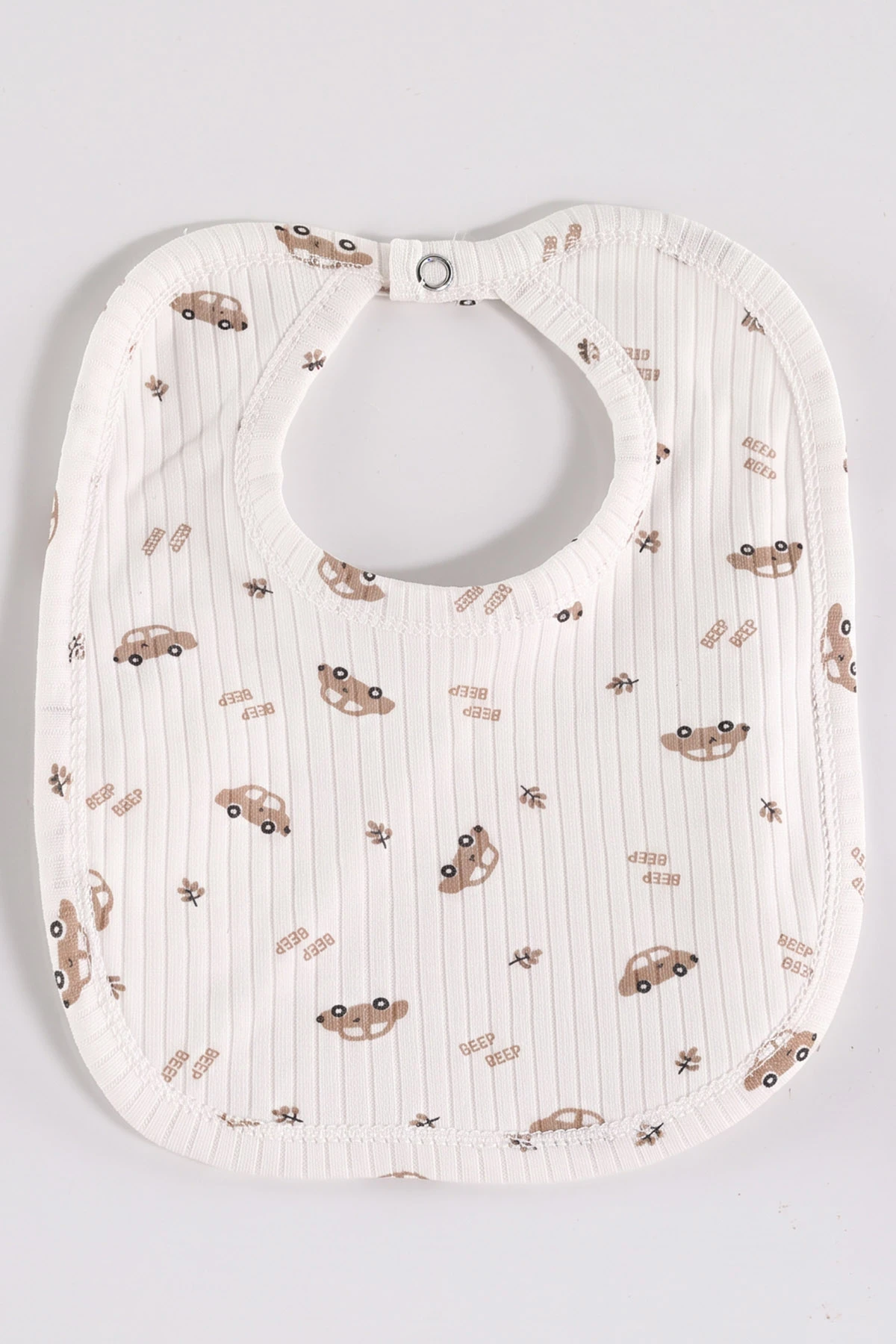 Beyaz (0-3 Ay) Minik Araba Baskılı Raporlu Battaniyeli Erkek Bebek 5'li Set 487189