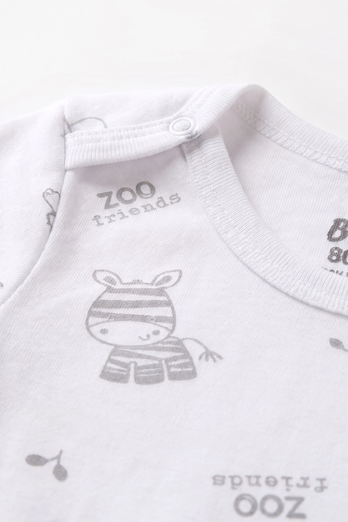 Beyaz (0-3 Yaş) Safari Desenli Uzun Kol Bebek &Çocuk Çıtçıtlı Badi 482378