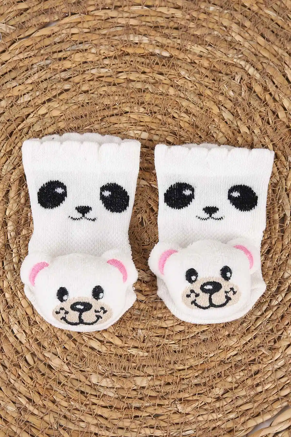Beyaz (0-6 Ay) Oyuncak Nakışlı Kız Bebek Çorap 467479