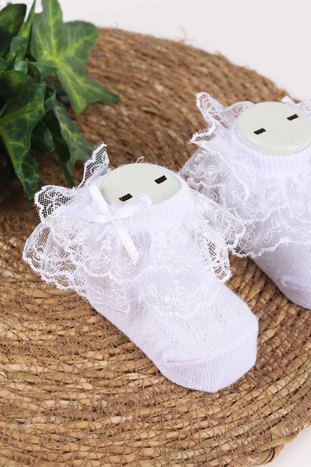 Beyaz (0-6 Ay) Tüllü Kız Bebek Çorap 467505