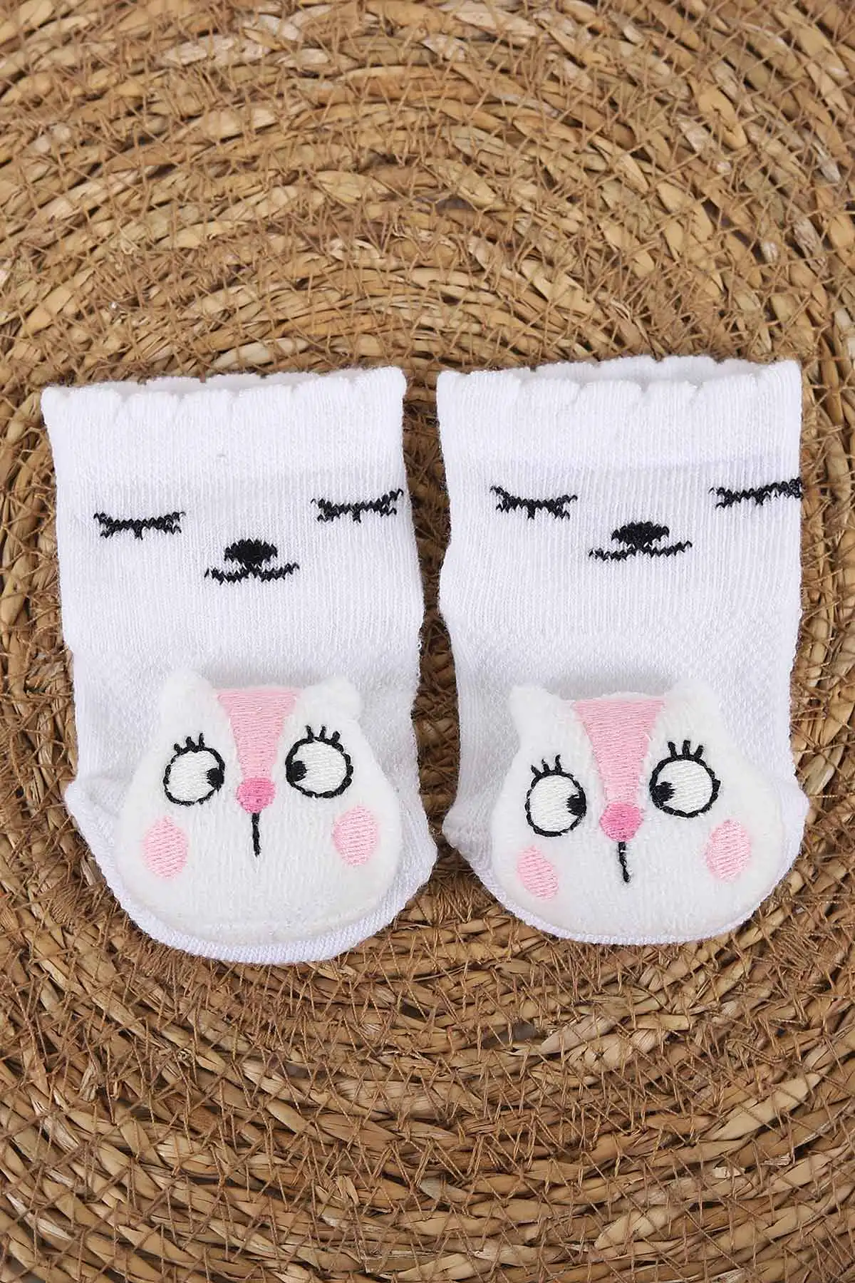 Beyaz (0-6 Ay)Oyuncaklı Kız Bebek  Çorap 441276