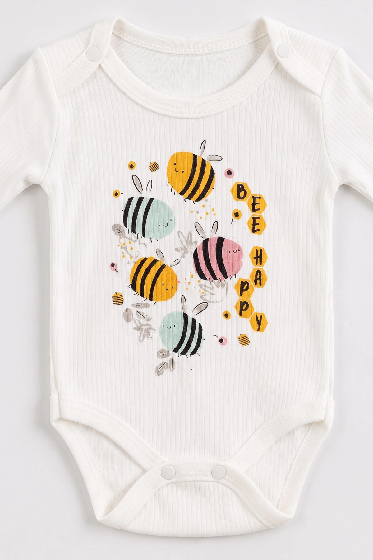 Beyaz (0-9 Ay) Arı Baskılı Kız Bebek Takım 480488