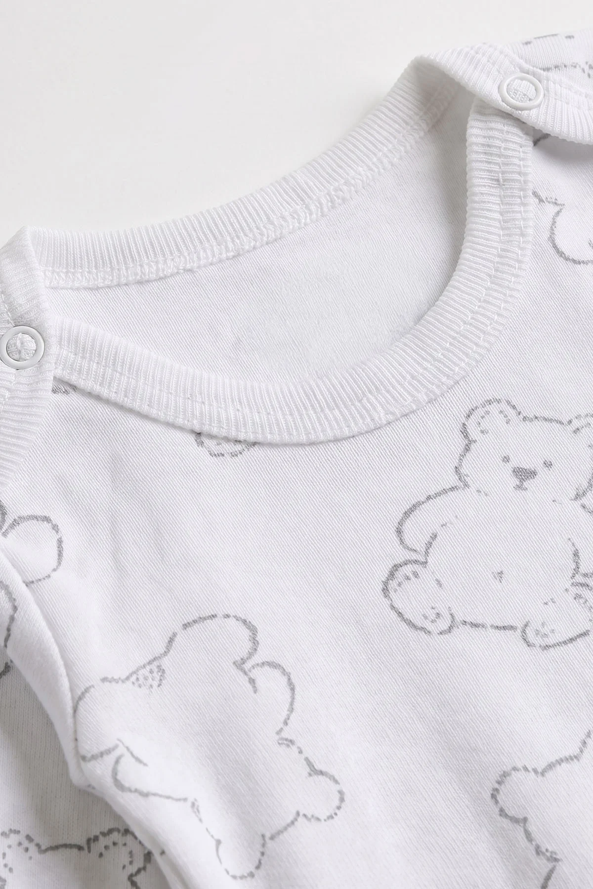Beyaz (0-9 Ay) Ayı Desenli Bebek Çıtçıtlı Badi 482280