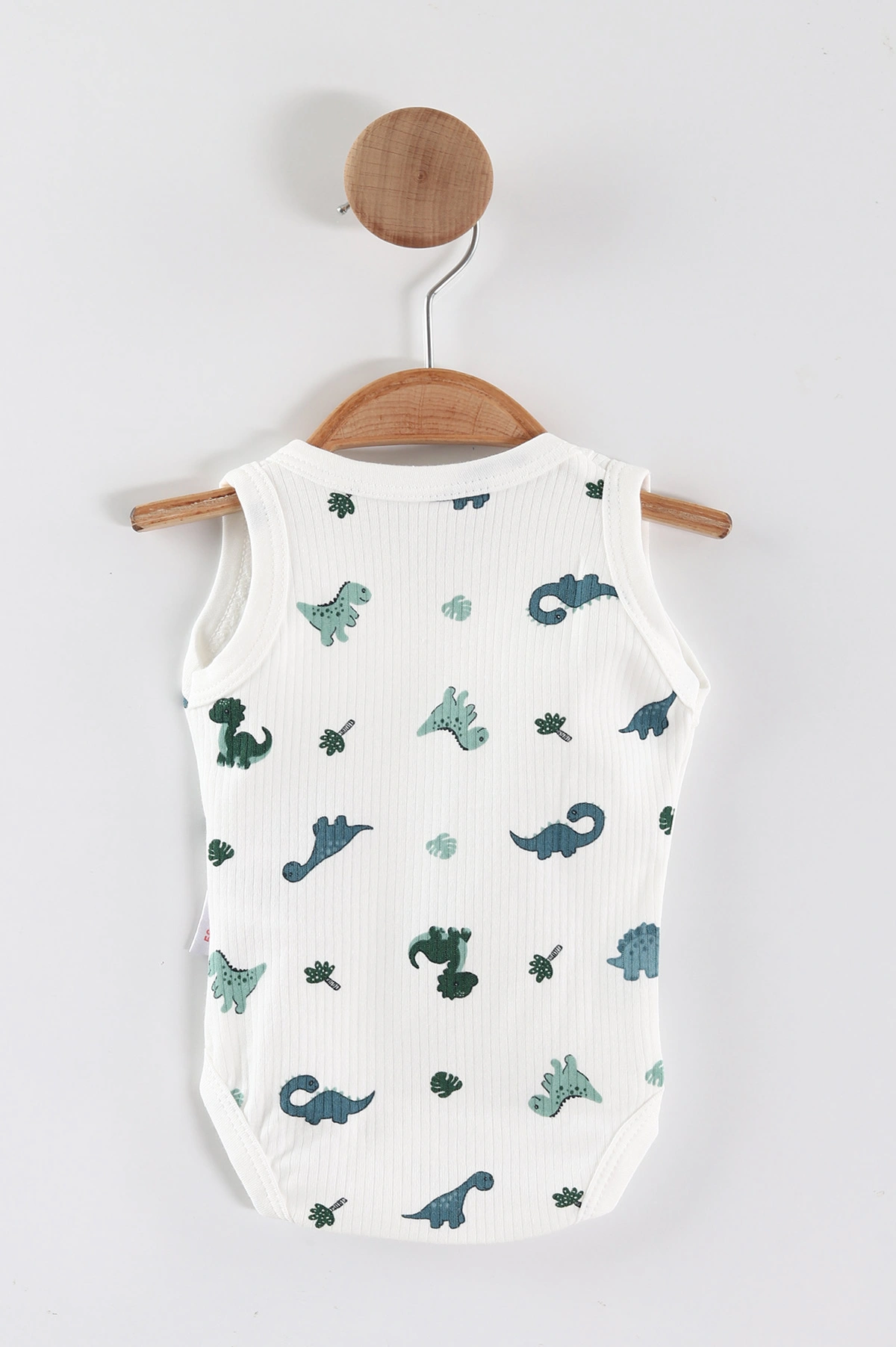 Beyaz (0-9 Ay) Dino Baskılı    Unisex Bebek Çıtçıtlı Badi 441451