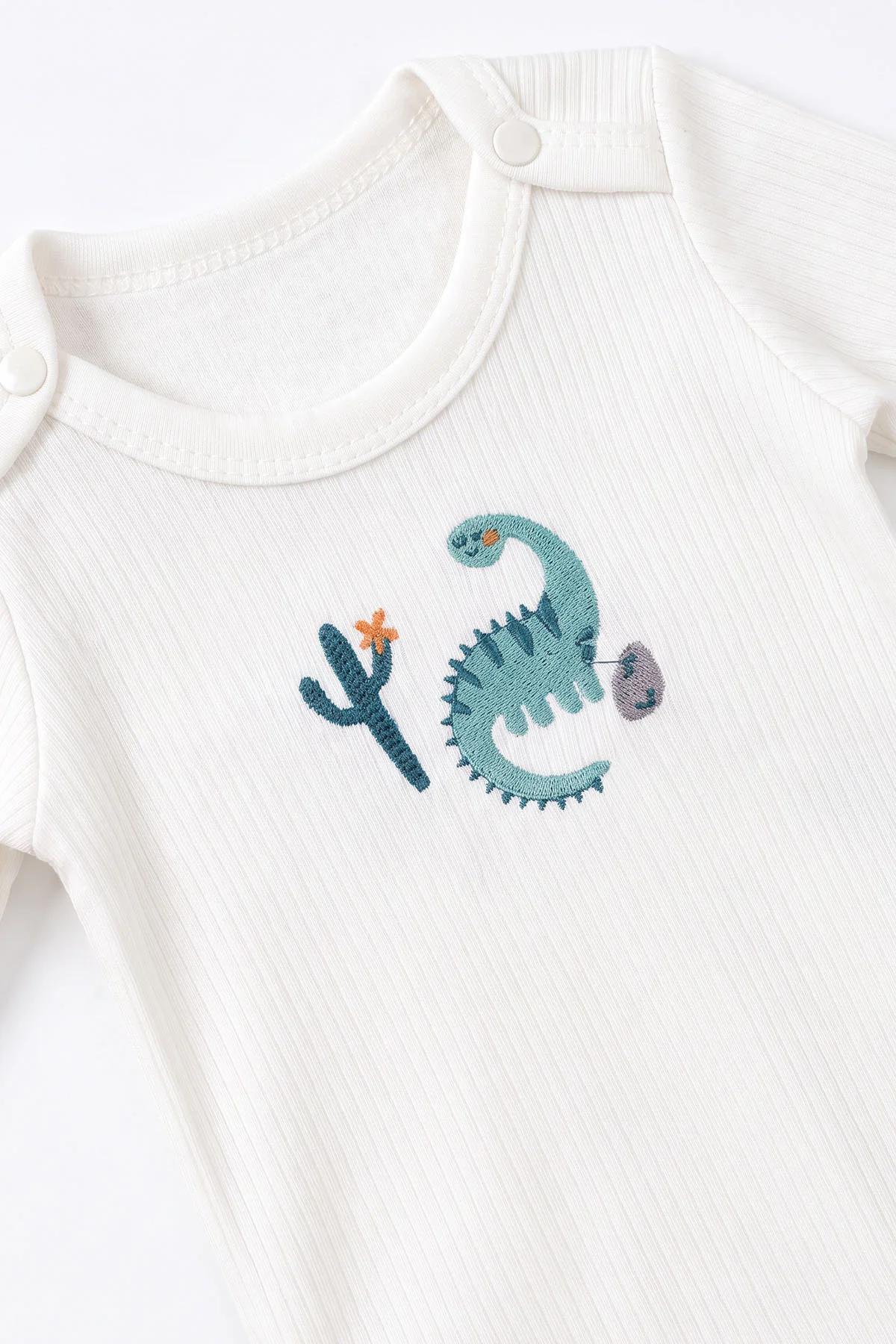 Beyaz (0-9 Ay) Dinozor Nakışlı Raporlu Erkek Bebek Takım 480455